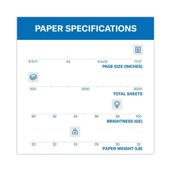 Hammermill Premium Laser Print Paper, 98 Bright, 24 Lb Bond Weight, 11 X 17, White, 500/Ream 5 Hammermill Premium Laser Print Paper, 98 Bright, 24 Lb Bond Weight, 11 X 17, White, 500/Ream - Image 3