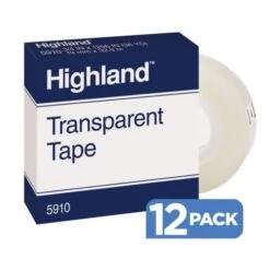 3M Highland 5910 Transparent Tape, 3/4" X 1,296", Pack Of 12