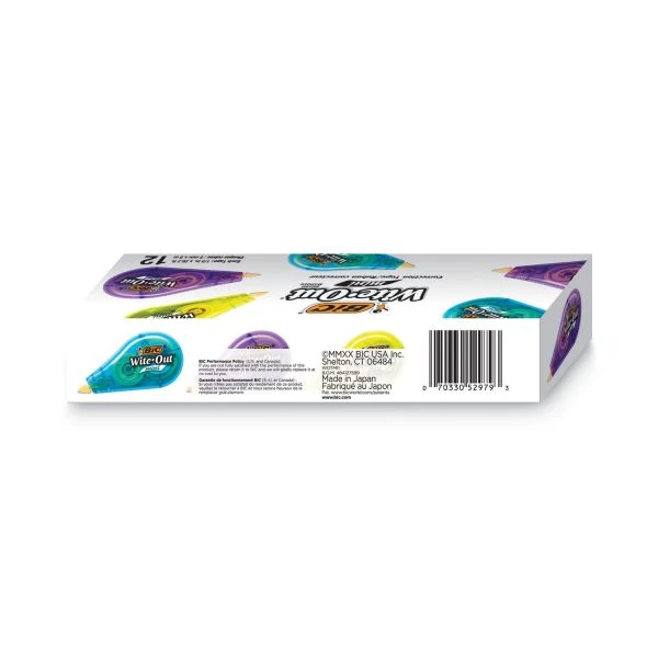 BIC Wite-Out Brand Mini Correction Tape, Non-Refillable, 0.2" X 26.2 Ft, Assorted 5 BIC Wite-Out Brand Mini Correction Tape, Non-Refillable, 0.2" X 26.2 Ft, Assorted - Image 3