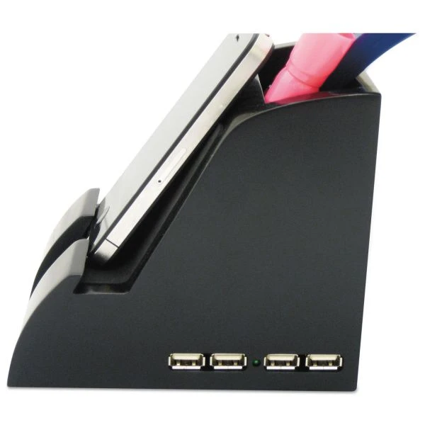 Victor Smart Charge Pencil Cup With USB Charging Hub, Black 4 Victor Smart Charge Pencil Cup With USB Charging Hub, Black - Image 2