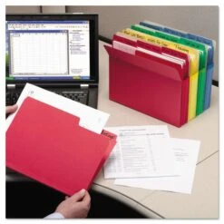 Smead SuperTab Colored File Folders, 1/3-Cut Tabs: Assorted, Letter Size, 0.75" Expansion, 14-pt Stock, Assorted Colors, 50/Box -Office Supplies Shop 8a82e28eec5ccadac7201b7b6adc3df19c