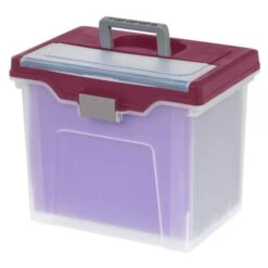 Mobile File Box, Large, Letter Size, 11 5/8"H X 13 3/6"W X 10"D, Clear/Burgundy 9 Mobile File Box, Large, Letter Size, 11 5/8"H X 13 3/6"W X 10"D, Clear/Burgundy -Office Supplies Shop 8adce210828c667c2a7f456e3a8c77b0e5
