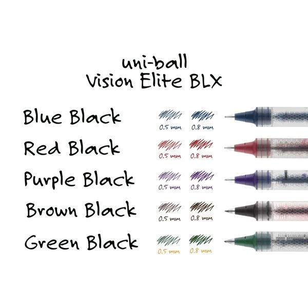 Uniball Vision Elite Liquid Ink Rollerball Pens, Bold Point, 0.8 Mm, White Barrel, Blue/Black Ink, Pack Of 12 10 Uniball Vision Elite Liquid Ink Rollerball Pens, Bold Point, 0.8 Mm, White Barrel, Blue/Black Ink, Pack Of 12 - Image 8