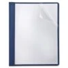 Oxford Clear Front Linen Report Cover, Three-Prong Fastener, 0.5" Capacity, 8.5 X 11, Clear/Navy, 5/Pack