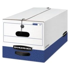 Bankers Box LIBERTY Heavy-Duty Strength Storage Boxes, Letter Files, 12.25" X 24.13" X 10.75", White/Blue, 12/Carton