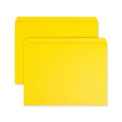 Smead Reinforced Top Tab Colored File Folders, Straight Tabs, Letter Size, 0.75" Expansion, Yellow, 100/Box