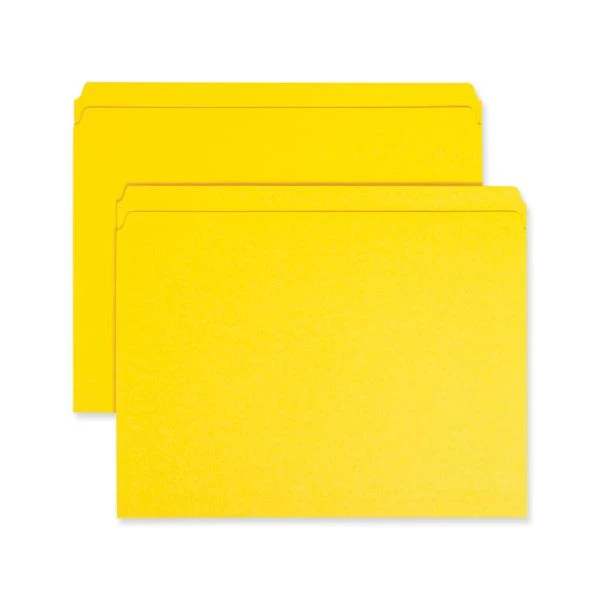 Smead Reinforced Top Tab Colored File Folders, Straight Tabs, Letter Size, 0.75" Expansion, Yellow, 100/Box 3 Smead Reinforced Top Tab Colored File Folders, Straight Tabs, Letter Size, 0.75" Expansion, Yellow, 100/Box