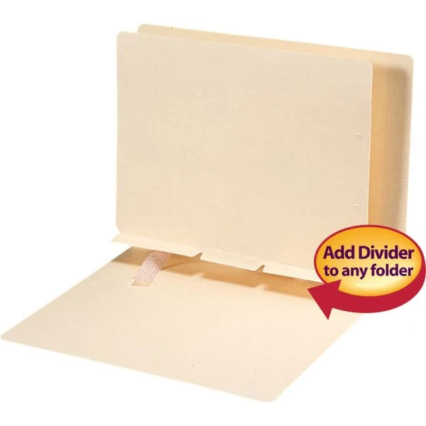 Smead Self-Adhesive Folder Dividers For Top/End Tab Folders, Prepunched For Fasteners, 1 Fastener, Letter Size, Manila, 100/Box 4 Smead Self-Adhesive Folder Dividers For Top/End Tab Folders, Prepunched For Fasteners, 1 Fastener, Letter Size, Manila, 100/Box - Image 2