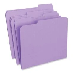 Universal Reinforced Top-Tab File Folders, 1/3-Cut Tabs: Assorted, Letter Size, 1" Expansion, Violet, 100/Box