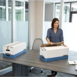 Bankers Box LIBERTY Heavy-Duty Strength Storage Boxes, Legal Files, 15.25" X 24.13" X 10.75", White/Blue, 12/Carton -Office Supplies Shop 902eb15580058aa1c6d7bf271793649e06 1