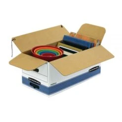 Bankers Box Stor/File Medium-Duty Storage Boxes With Locking Lift-Off Lids And Built-In Handles, Letter Size, 24“ X 12" X 10", 60% Recycled, White/Blue, Case Of 3 -Office Supplies Shop 91f91f054646176fee2304717416f22648