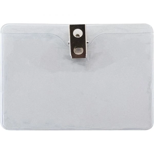 Advantus ID Badge Holders With Clip, Horizontal, Clear 4.13" X 3.38" Holder, 3.88" X 3" Insert, 50/Pack 4 Advantus ID Badge Holders With Clip, Horizontal, Clear 4.13" X 3.38" Holder, 3.88" X 3" Insert, 50/Pack - Image 2