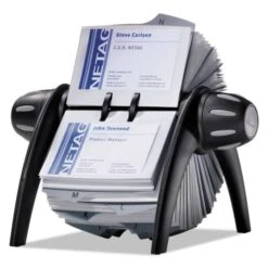 Durable VISIFIX Flip Rotary Business Card File, Holds 400 2.88 X 4.13 Cards, 8.75 X 7.13 X 8.06, Plastic, Black/Silver -Office Supplies Shop 94d6a73e2f1105bdb729f6ea3f643f3726