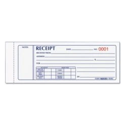 Rediform Receipt Book, Three-Part Carbonless, 7 X 2.75, 4 Forms/Sheet, 50 Forms Total