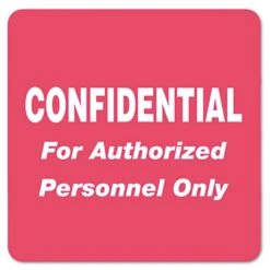 Tabbies HIPAA Labels, CONFIDENTIAL For Authorized Personnel Only, 2 X 2, Red, 500/Roll