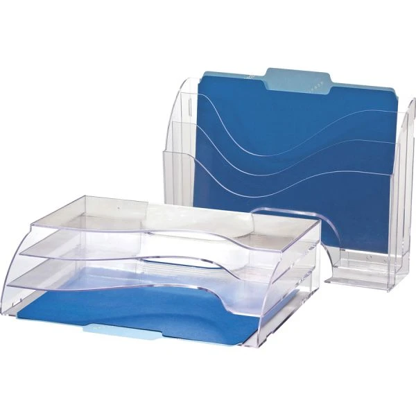 Officemate Clear Wave 2-way Desktop Organizer 3 Officemate Clear Wave 2-way Desktop Organizer