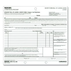 Rediform Speediset Bill Of Lading, Short Form, Three-Part Carbonless, 7 X 8.5, 50 Forms Total