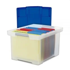 Storex Plastic File Tote, Letter/Legal Files, 18.5" X 14.25" X 10.88", Clear/Blue -Office Supplies Shop 9a11dbe106c0f5edb6dfe84fb7a44069f9