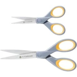 Westcott Titanium Bonded Scissors, 5" And 7" Long, 2.25" And 3.5" Cut Lengths, Gray/Yellow Straight Handles, 2/Pack 14 Westcott Titanium Bonded Scissors, 5" And 7" Long, 2.25" And 3.5" Cut Lengths, Gray/Yellow Straight Handles, 2/Pack -Office Supplies Shop 9a4a190c35c049eb3829c259ea402fe5a6