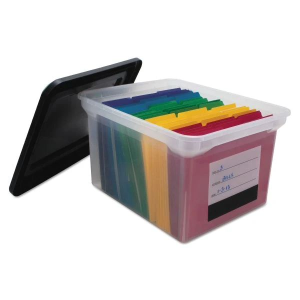 Innovative Storage Designs File Tote With Contents Label, Letter/Legal Files, 17.75" X 14" X 10.25", Clear/Black 6 Innovative Storage Designs File Tote With Contents Label, Letter/Legal Files, 17.75" X 14" X 10.25", Clear/Black - Image 4