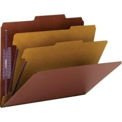 Smead Pressboard Classification Folders, Six SafeSHIELD Fasteners, 2/5-Cut Tabs, 2 Dividers, Letter Size, Red, 10/Box -Office Supplies Shop 9f50838256929e96343048e29281a1f36f