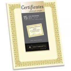Southworth Premium Foil Certificates, 8 1/2" X 11", 66 Lb, Ivory/Gold Foil Fleur, Pack Of 15 -Office Supplies Shop a024d2fd9d7ceed89ed7d7389490db3e52