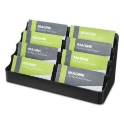 Deflecto 8-Tier Recycled Business Card Holder, Holds 400 Cards, 7.88 X 3.88 X 3.38, Plastic, Black