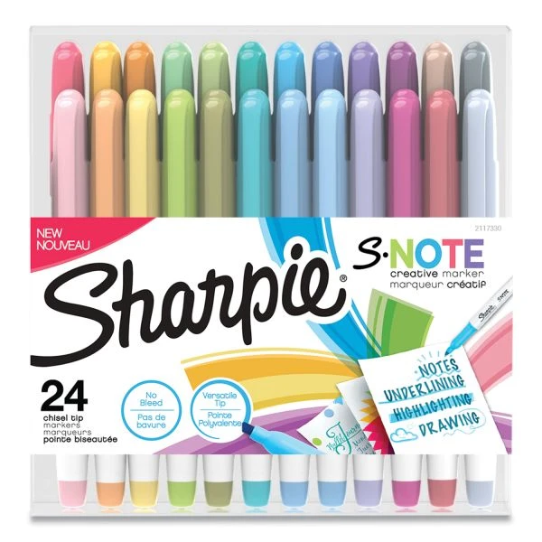 Sharpie S-Note Creative Markers, Assorted Ink Colors, Chisel Tip, Assorted Barrel Colors, 24/Pack 3 Sharpie S-Note Creative Markers, Assorted Ink Colors, Chisel Tip, Assorted Barrel Colors, 24/Pack