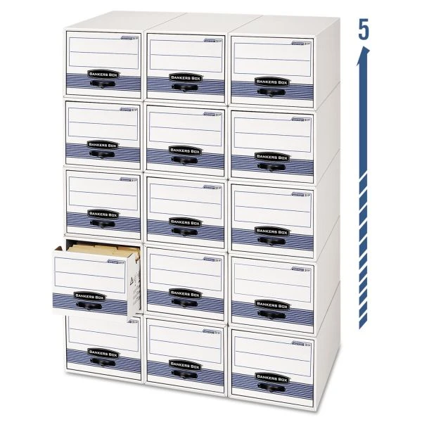 Bankers Box STOR/DRAWER STEEL PLUS Extra Space-Savings Storage Drawers, Legal Files, 17" X 25.5" X 11.5", White/Blue, 6/Carton 5 Bankers Box STOR/DRAWER STEEL PLUS Extra Space-Savings Storage Drawers, Legal Files, 17" X 25.5" X 11.5", White/Blue, 6/Carton - Image 3