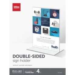 Stand-Up Sign Holder, Vertical, 11"H X 8-1/2"W, Clear, Pack Of 4 -Office Supplies Shop a869c8f50f5a664ebce76a7fc73fda9e6a