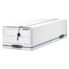 Bankers Box LIBERTY Check And Form Boxes, 9" X 24.25" X 7.5", White/Blue, 12/Carton