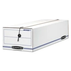 Bankers Box LIBERTY Check And Form Boxes, 9" X 24.25" X 7.5", White/Blue, 12/Carton