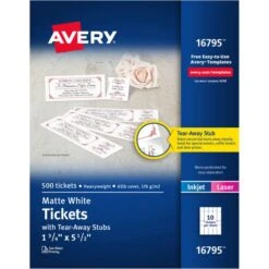 Avery Blank Printable Perforated Raffle Tickets - Tear-Away Stubs