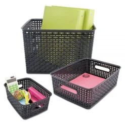 Advantus Weave Bins, 13.88 X 10.5 X 8.75, Black, 2/Pack 9 Advantus Weave Bins, 13.88 X 10.5 X 8.75, Black, 2/Pack -Office Supplies Shop ac343d6518ba4eeb88511dc515d7eb06fb