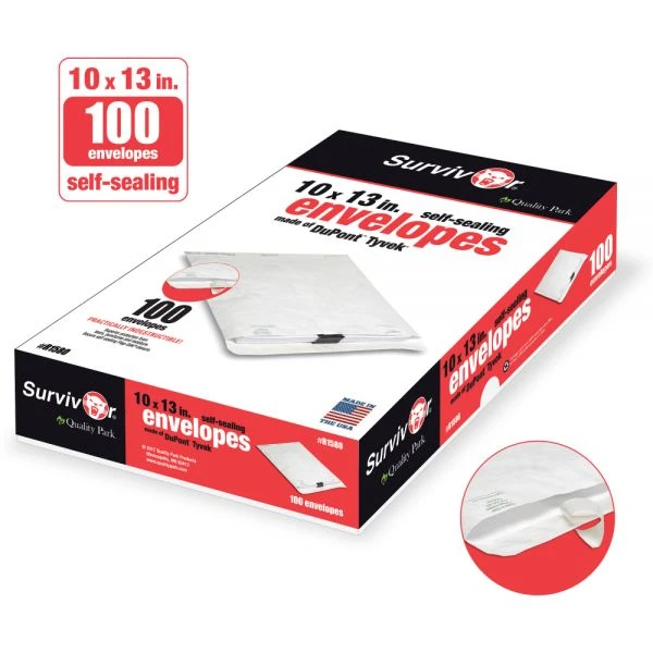 Survivor Lightweight 14 Lb Tyvek Catalog Mailers, #13 1/2, Square Flap, Redi-Strip Adhesive Closure, 10 X 13, White, 100/Box 11 Survivor Lightweight 14 Lb Tyvek Catalog Mailers, #13 1/2, Square Flap, Redi-Strip Adhesive Closure, 10 X 13, White, 100/Box - Image 9