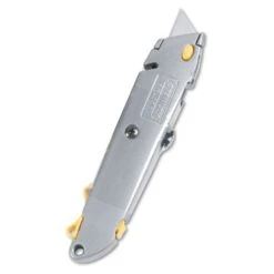 Stanley Quick-Change Utility Knife With Retractable Blade And Twine Cutter, 6" Metal Handle, Gray, 6/Box
