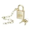 SKILCRAFT Solid Brass Case Padlock With 3" Chain, 1 1/2" X 1", Set Of 5 (AbilityOne 5340-01-588-1676)