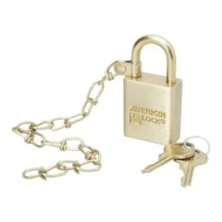 SKILCRAFT Solid Brass Case Padlock With 3" Chain, 1 1/2" X 1", Set Of 5 (AbilityOne 5340-01-588-1676)