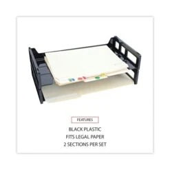 Universal Recycled Plastic Side Load Desk Trays, 2 Sections, Legal Size Files, 16.25" X 9" X 2.75", Black -Office Supplies Shop b1d8435fd6ab495bd2fbfe8187a7a4b3ba