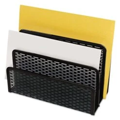 Artistic Urban Collection Punched Metal Letter Sorter, 3 Sections, DL To A6 Size Files, 6.5" X 3.25" X 5.5", Black