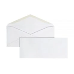 Envelopes, 4-1/8" X 9-1/2", Gummed Seal, White, Box Of 100