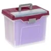 Mobile File Box, Large, Letter Size, 11 5/8"H X 13 3/6"W X 10"D, Clear/Burgundy -Office Supplies Shop b6f652c9cf323de68a9356318aec2b2048