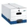 Bankers Box Stor/File Medium-Duty Storage Boxes With Locking Lift-Off Lids And Built-In Handles, Letter Size, 24“ X 12" X 10", 60% Recycled, White/Blue, Case Of 3 -Office Supplies Shop ba37c4732317fb1346792fbd94c4f65812