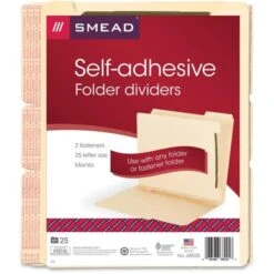 Smead Self-Adhesive Folder Dividers With Twin-Prong Fasteners For Top/End Tab Folders, 1 Fastener, Letter Size, Manila, 25/Pack -Office Supplies Shop bac2f2768a7bc43544400f1c27ddac0d04