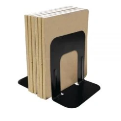 Nonskid Steel Bookends, 7", Black, Set Of 2