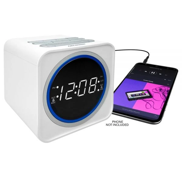 Nelsonic FM Clock Radio, White 4 Nelsonic FM Clock Radio, White - Image 2