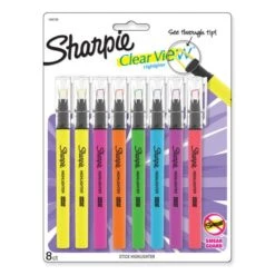 Sharpie Clearview Pen-Style Highlighter, Assorted Ink Colors, Chisel Tip, Assorted Barrel Colors, 8/Pack