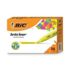 BIC Brite Liner Tank-Style Highlighter Value Pack, Yellow Ink, Chisel Tip, Yellow/Black Barrel, 36/Pack -Office Supplies Shop c19ff043f18acc8f348d3cdc536cb41a12