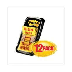 Post-it Flags Arrow Message 1" Page Flags, Sign Here, Yellow, 50 Flags/Dispenser, 12 Dispensers/Pack -Office Supplies Shop c3eb6e706f3174242da6a19ba2b116207e