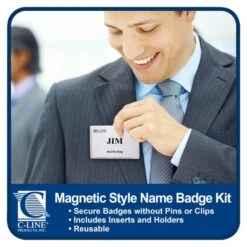 C-Line Magnetic Name Badge Holder Kit, Horizontal, 4w X 3h, Clear, 20/Box -Office Supplies Shop c4d985c33887a79b7b4ae26f7ac152b92c